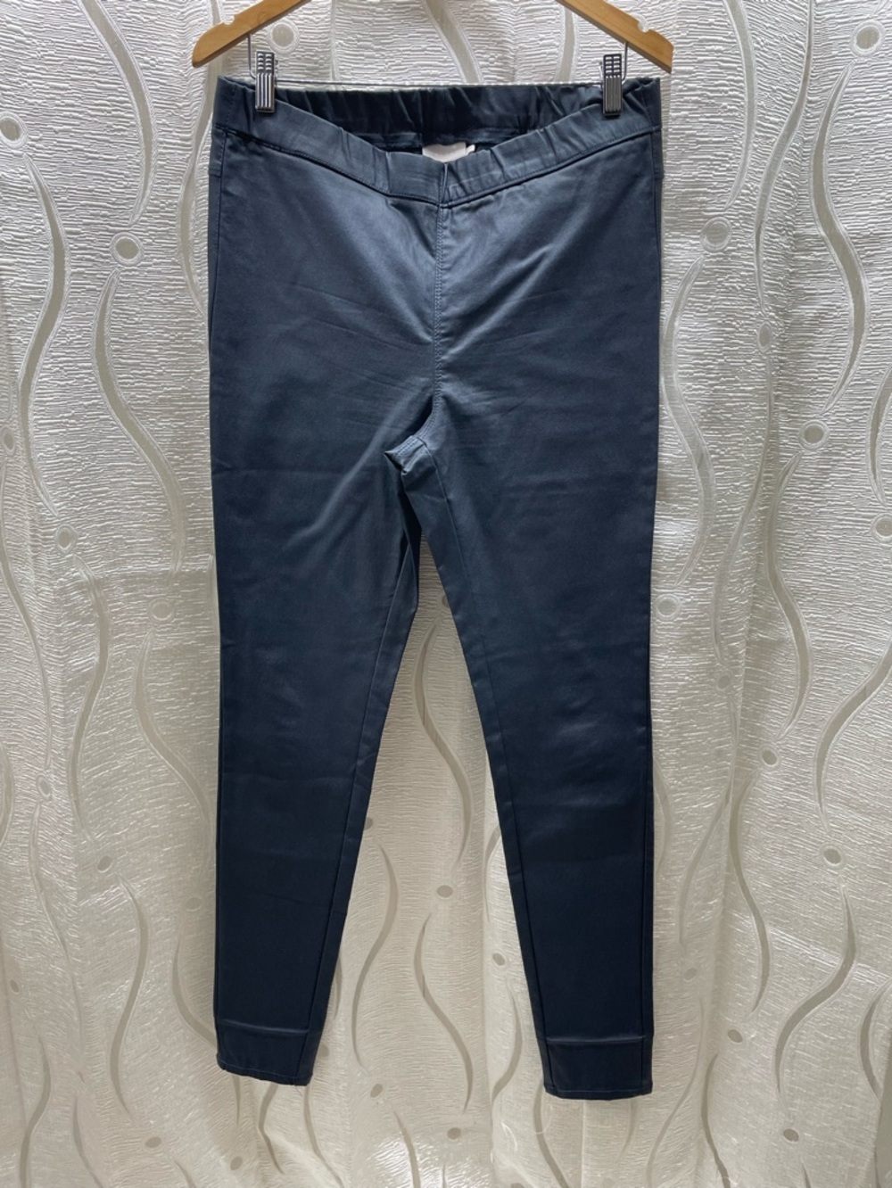 KAFFE ADA Coated Jeggings Womens 44 Navy Blue Excellent Skinny Faux Leather Look